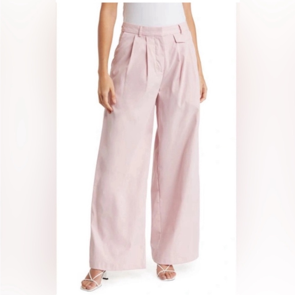 HIGH WAIST WIDE LEG TROUSERS IN PINK